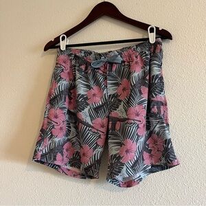 Grunt Style Men's Black Floral Board Shorts Swim Trunks Lined Size Small